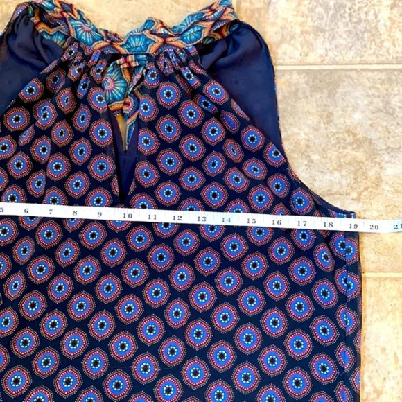 Ramy Brook Medallion Printed Lula Neck tie Sleeveless Top Blue Small - Picture 8 of 12